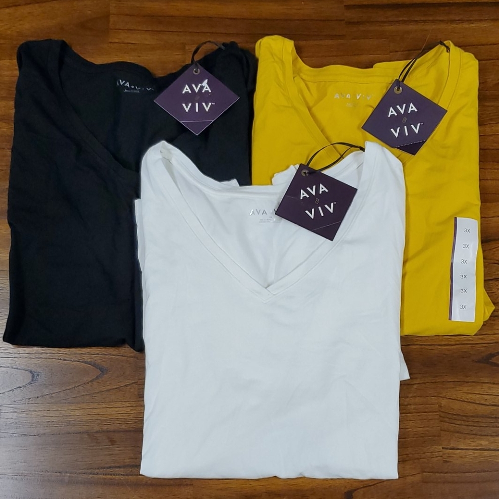LOT OF 3 Ava&Viv 3x Short Sleeve Tees No Tags